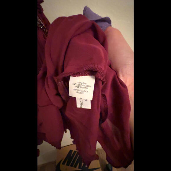 Express Vintage Silk Burgundy Embellished Top XS - Picture 4 of 5